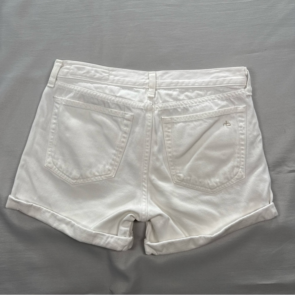 Rag & Bone Boyfriend Denim Shorts Women 28 Aged White Jean Cuffed Mid Rise EUC - Picture 3 of 10